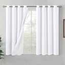 BGment White Blackout Curtains for Bedroom 54 Inch Length 2 Panels Set, Thermal Insulated Bedroom Curtains Soundproof Room Darkening Window Curtain Drapes, Each Grommet Curtains 52 Inch Wide, 52"W x 54"L (Pack of 2)