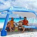 Beach Cabana, 6.5'6.5' Cool Cabana, UPF50+ Beach Canopy, Adjustable Height Beach Tent Sun Shelter, Beach Shade Sun Umbrella with Removable Side Wall and Folding Table (Blue Gradient)