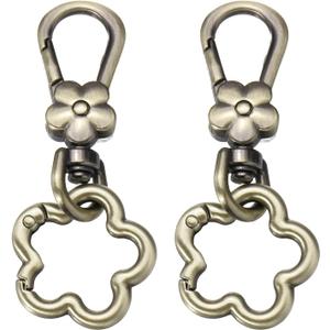 MECCANIXITY Metal Keychain Clip Swivel Lobster Claw Clasp Flower Ring Detachable Double Opening Snap Hooks for Jewelry Making (Bronze)