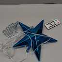Blue Christmas Tree Star Topper with Lights, 8.5-Inch Light-Up Christmas Tree Topper with Remote Control, 4 Brightness Levels & 8 Light Modes, Faux Mercury Glitter Design with 20 Lights