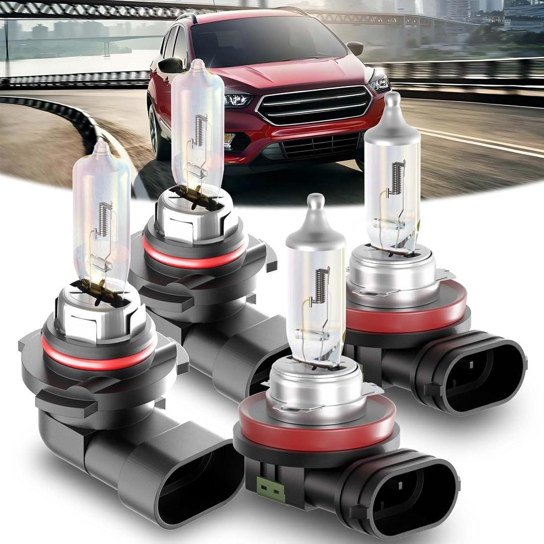 SHENKENUO Fit for Ford Escape S SE (2013-2022) Halogen Headlight Bulb,9005 High Beam + H11 Low Beam Combo - High Performance Headlight Bulbs Combo,Plug-n-Play (Contains 4 Bulbs)