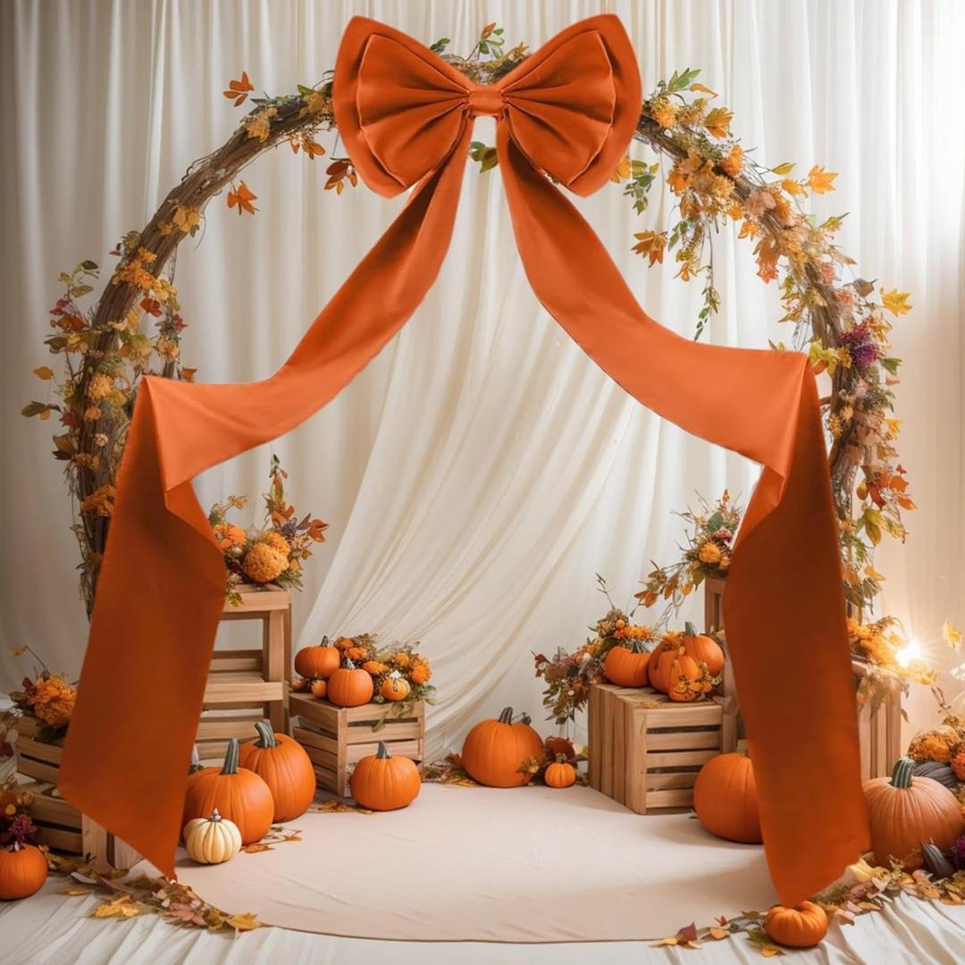 Giant Bow Decor Christmas Tree Topper Decoration Big Bows for Room Wall Backdrop 75x18 Inch Ribbon Tie for Wedding Christmas Fall Birthday Party Baby Shower Supplies(Terracotta,Satin)