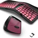 Ergonomic Wireless Keyboard and Mouse Set Wireless Keyboard Silent Mice Set with Wrist Rest for Computer, Laptop, PC, Mac, Windows Black Pink