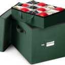 ZOBER Christmas Ornament Storage Box - Stores 36 4" Large Ornaments with Individual Trays - Tear Proof 600D Oxford Fabric - Ornament Organizer Storage Box, Durable Christmas Containers Holder - Green