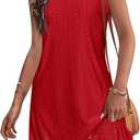 Imily Bela Womens Summer Dresses Casual Beach Tank Eyelet Sleeveless Sundresses 2025 Loose Swimsuit Coverup with Pockets (Medium, Red)