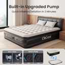 OhGeni Cal King Air Mattress with Built-in Pump for Guest, 18" Tall Inflatable Blow Up Air Bed with Carrying Bag for Camping, Raised Elevated High Airbed, Foldable & Portable Colchon inflables, Black