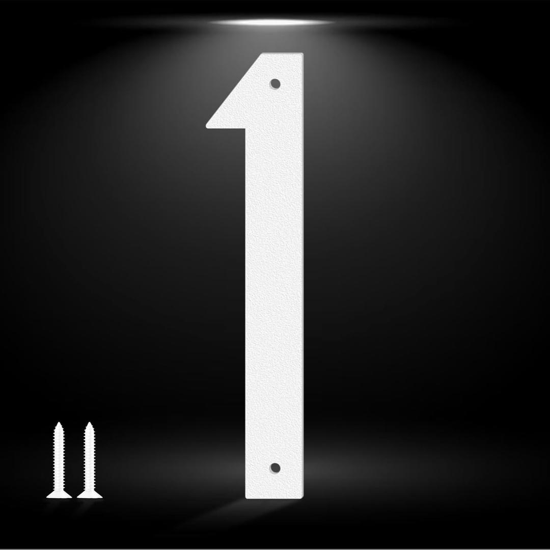 10 Inch White Metal House Number, Modern Outdoors Address House Number, Door Mailbox Decoration Sign, Metal Home Address Numbers and Letters, Large Visible Scene Signs(1)