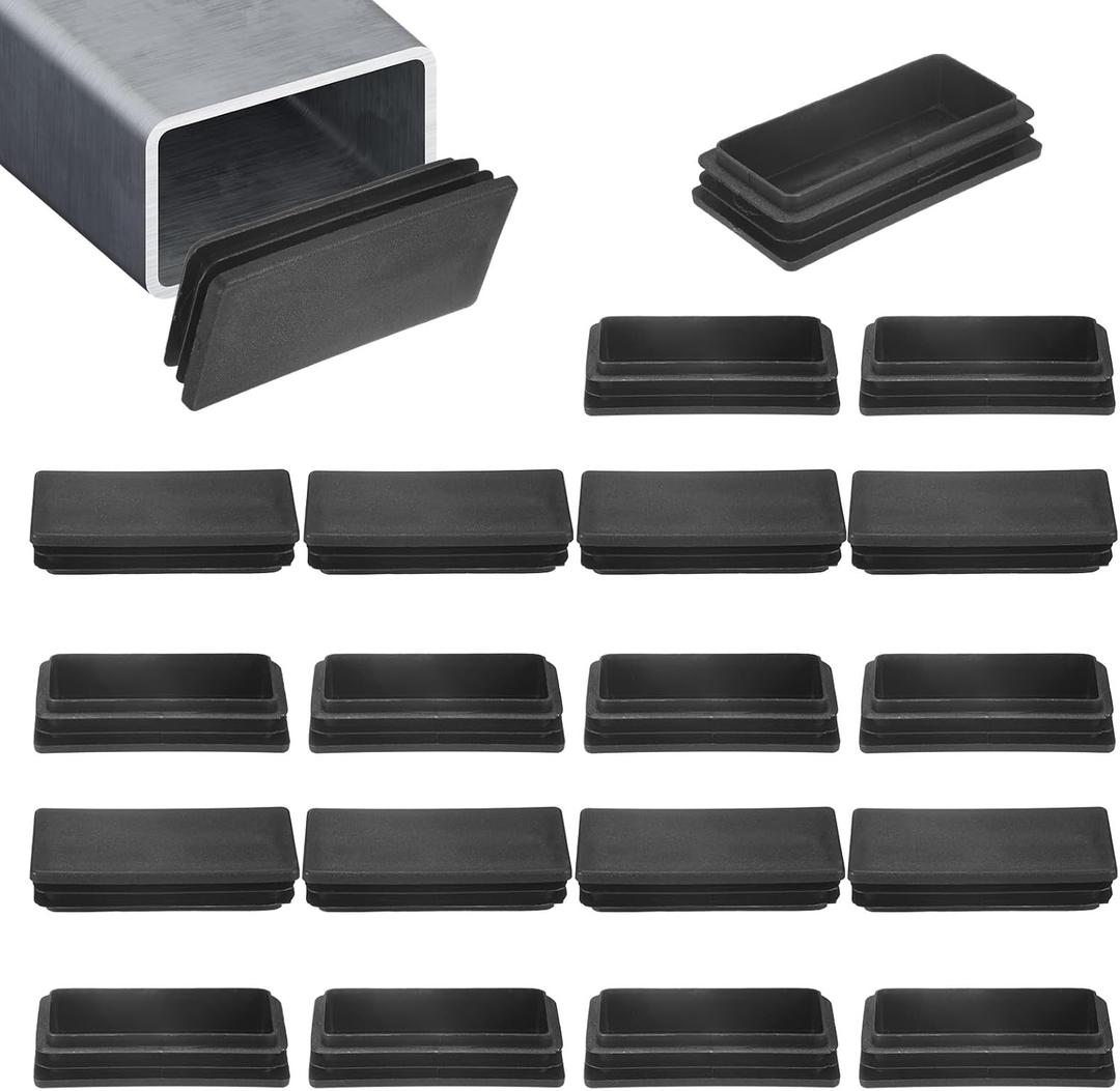 M METERXITY 20-Pack Tubing End Caps, 4 x 2 Inch Plastic Rectangle Hole Plugs Inserts for Chair Leg/Bar Stool/Fitness Equipment, Chair Glides Fence Plug Floor Protectors