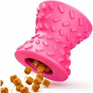 Dog Puzzle Toys, Treat-Dispensing Puzzle Ball for Small & Medium Dogs  Interactive Rolling Rubber Toy for Training, Mental Stimulation & Slow Feeding (Peach)