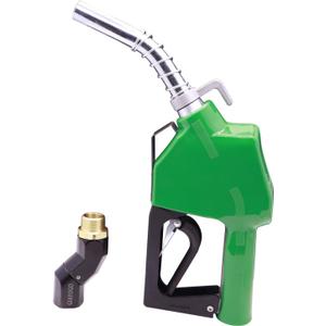 3/4" Inch Green NPT Automatic Shut-Off Fuel Nozzle,Fuel Hose Swivel,High Flow,BP Hand Guard,Hanging Hook 13/16"Spout,16GPM,Fuel Transfer Pump Diesel Gasoline Nozzle,Cold Weather Applications