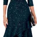 BeryLove Sequin Formal Cocktail Wedding Guest Dress Prom Sparkly Party Evening Gowns Ruffle Hi Low Midi Dresses (XX-Large, Darkblue)