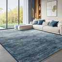 LIANLAM Washable Rug 10x14 Area Rugs for Living Room - Stain Resistant Non-Slip Backing Boho Rug for Bedroom, Durable & Ultra-Thin Vintage Large Area Rug(10x14,Blue)