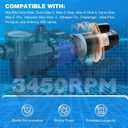ATRACYPART 2HP Pool Pump Motor, 56Y Square Flange, 230V 3450 RPM Replacement for B2855 & B855, Compatible with Century/A.O. Smith Pool Pump Motors for Above-Ground & In-Ground Pools