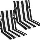 Karenhi 2 Pcs Foldable Poolside Chairs Portable Beach Chair Stripe Folding Lounge Seat with Back Support Edge of Pool Portable Flip Poolside Seat for Adult Traveling Camping Lawn (Black and White)
