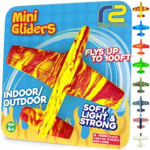 Airplane Toy Foam Glider Plane for Kids: Best Outdoor Toys for 4+ Year Old Boys & Girls All Ages - Birthday Gift Ideas & Summer Yard Games Great Gifts for Boys Ages 3 4 5 6 7 8 9 + Year Olds (Orange)