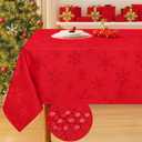 Smiry Rectangle Tablecloth 60x120 Inch, Waterproof Damask Table Cloth, Snowflake Patterns Fabric Table Covers for Parties, and Holiday Dinner, Red
