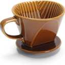 Pour Over Coffee Dripper, Single Brown Ceramic Pour Over with 3 Holes, Medium Pour Over Coffee for Shop, Home, Office and Bar