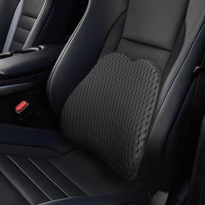 Lumbar Support Pillow for Car and Office Chair, Back Support Pillow for Car Seat, Memory Foam Back Cushion for Low Back Support and Pain Relief (Black)