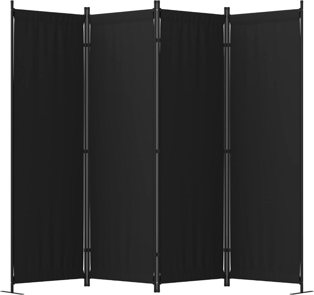 Room Divider, 4 Panel Folding Privacy Screen, 88 Portable Separating with 3 Metal Feet, Partition Room Dividers, Lightweight Freestanding Wall Divider Screen for Office Bedroom Hospital, Black