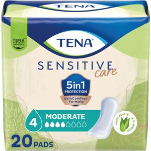 Tena Sensitive Moderate Bladder Control Pads, Incontinence, Moderate Absorbency, 20 Count, 1 Pack