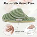 Besroad Slippers for Women Memory Foam House Bedroom Slippers Adjustable Corduroy House Slides Sandals Shoes (Green, S)