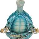 VVGIFTS Sea Turtle Meditation Yoga Decor, Garden Figurine Sea Turtle Meditating Coastal Beach Decorations, Zen Yoga Resin Statue for Home Office Decorations (Put the Palm Separate)