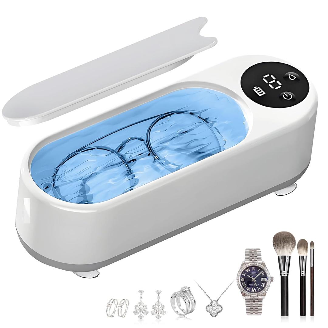 Ultrasonic Jewelry Cleaner Machine, Professional 48KHz Ultra Sonic Cleaner for Jewelry, Eyeglass, Rings, Watch Band, Dentures, Sonic Cleaner with One-Touch Operation, Digital Timer, for Home Use