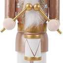 Joliyoou 15 inch Christmas Nutcracker, Wooden Nutcracker Soldier Playing The Drum, Rose Gold Traditional Hand-Painted Festive Decorations for Table, Mantel and Xmas Party