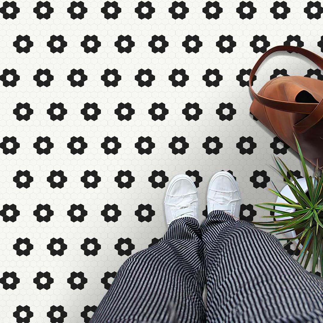 MORCART Peel and Stick Floor Tile, Vinyl Flooring Waterproof, DIY Flooring for Bathroom, Kitchen, Fireplace, Pet House, Stairs, Bedrooms, Wall(20PCS,7.87" x 7.87",White)