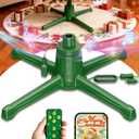 COOLWUFAN Musical Rotating Christmas Tree Stand with Remote Control, 360-Degree Tree Stand Base for Up to 9FT & 120lb Artificial Trees, 6 Built-in Electrical Outlets Xmas Revolving Tree Holder