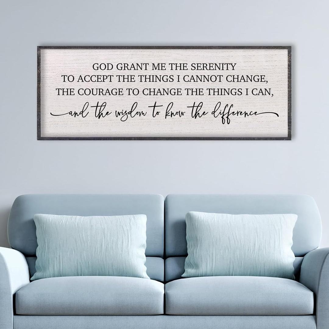 comurdyo Bible Verse Serenity Prayer Sign Wall Decor God Grant Me 32"×12" Large Christian Inspiraional Quotes Religious Plaque for Modern Rustic Family Bedroom Living Room Wall Hanging Decor (Black)