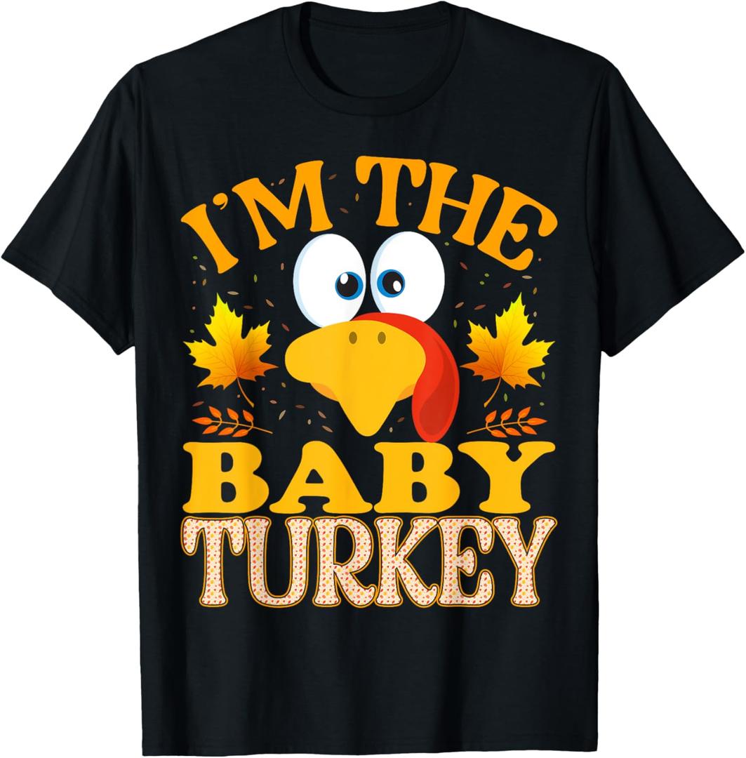 Thanksgiving I'm The Baby Turkey Matching T-Shirt, L 