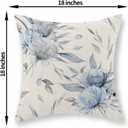 Blue Pillow Covers 18x18 Inch Set of 2 Vintage Blue and Grey Floral Throw Pillows Modern Abstract Boho Flower Decorative Pillow Cases Outdoor Linen Farmhouse Cushion Cover for Couch Sofa Decor