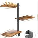 Clamp On Desk Shelf 3-Tier, Adjustable Height Wood Shelving Unit for Office Desk Gaming Accessories, 360 Rotatable Storage Tray, Desktop Book Organizer Storage Rack, Shelf for Top of Desk
