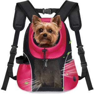 WOYYHO Pet Dog Carrier Backpack Small Dog Front Backpack Ventilated Mesh Dog Travel Back Pack with Safety Belt for Travel Hiking Cycling Outdoor Adventures (Size S: 2-4.5 lbs, Rethink Pink)