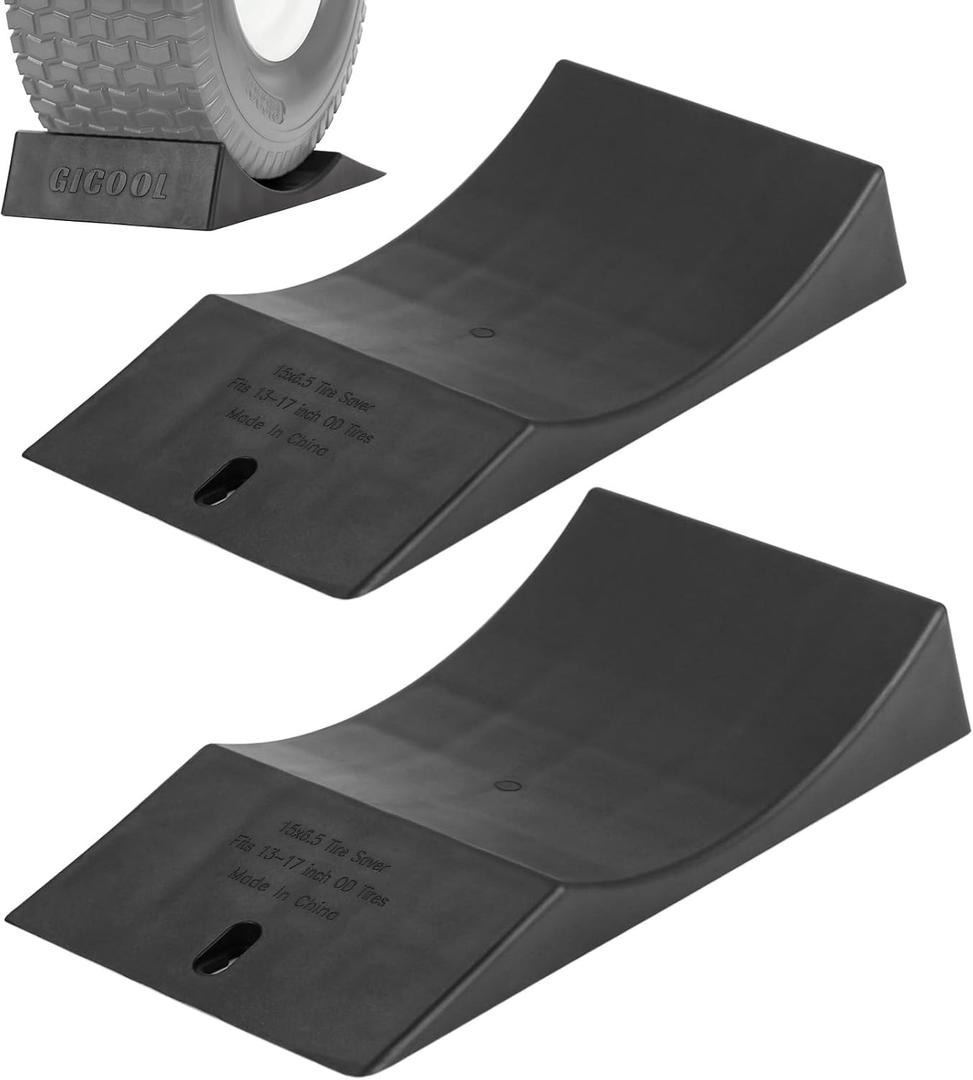 GICOOL 2-Pack Tire Saver Ramp for 13-17" Tire and Wheel, Flat-Free & Tubeless Tire Protector to Prevent Flat Spots Caused by Long Storage Parking for Riding Lawn Mower Garden Tractor