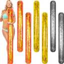 4 Pcs Inflatable Pool Noodles 67 Inch Jumbo Pool Noodles Blow up Confetti Swim Noodles Float Large PVC Inflatable Pool Sticks for Summer Beaches Water Games Swimming Pool Party