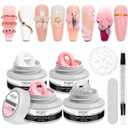 MIZHSE 3D Nail Gel Nail Art Sculpture, Non-Sticky 4 Colors Solid Builder Gel Nude Clear White Pink Hard Builder Nails UV LED Molding Gels Nail Extension for Salon Manicure Home DIY (0-0-Classic Colors)