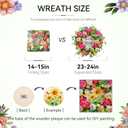 Spring Wreath for Front Door 24 Inch, Large Spring Summer Door Wreath with Artificial Peony Tulip Rose Flowers, Floral Wreath with DIY Wooden Welcome Sign for Outdoor Indoor Home Decor