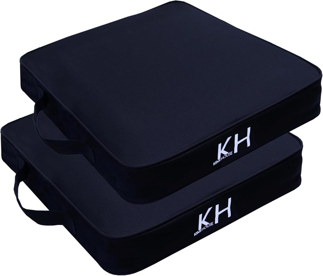 Black Stadium Seat Cushion 2 Pack, Boat Canoe Kayak Seat Cushion, Bleacher Seat Cushion, Portable and Extra Thick Cushion for Any Outdoor Events