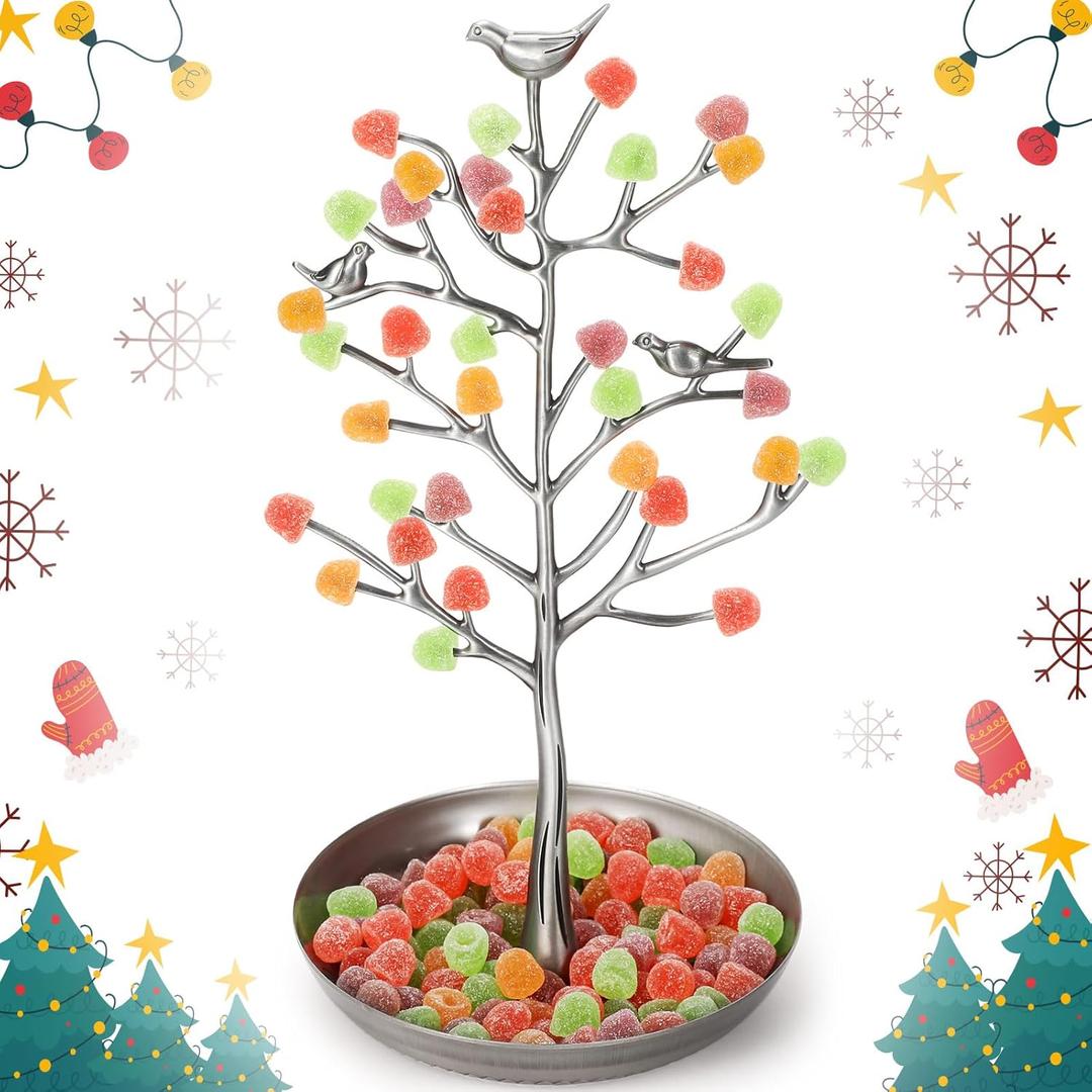 Soaoo Festive Gumdrop Tree Christmas Nostalgic Gum Drops Artificial Tree for Table Centerpiece Christmas Decorations for Tabletop Display Ornament Candy Themed Party Supplies Xmas (Antique Silver)