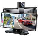 10" Wireless CarPlay Screen for Car, Apple CarPlay & Android Auto Screen, Portable Car Stereo with 4K Front Dash Cam & 1080P Backup Camera, Bluetooth, Voice Control, GPS Navigation, Mirror Link