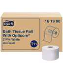 Tork OptiCore Mid-size Toilet Paper Roll White T11, Universal, 2-ply, 36 x 865 sheets, 161990, 865 Count