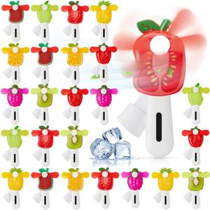 Rossesay 24 Pcs Mini Plastic Handheld Portable Fan Hand Press Small Cute Party Favors Hand Press Manual Cooling Fan for Summer Outdoor Cooling Gifts (Fruit)