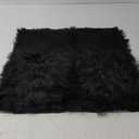 Ultra Soft Fluffy Faux Fur Sheepskin Area Rug, Luxury Rectangular Design, 20x20, Black