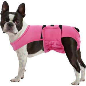 Lelepet Dog Diapers Female Washable, Reusable Puppy Doggie Pet Panties for Dogs in Heat, Adjustable Dog Diapers with Suspenders for Dogs in Heat, Period, Incontinence, Pink Small