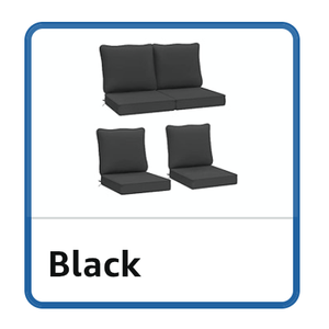 Outdoor Deep Seat Cushions, Waterproof, Fade-Resistant Patio Furniture Replacement Cushions, 25.5" x 25.5" x 5" + 25.5" x 13.5", Black Missing one pillow