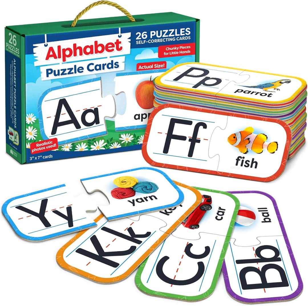 Alphabet Puzzle Games for Kindergarten - 26 Pairs Self-Correcting ABC Puzzle Alphabet Matching Game - ABC Learning for Toddlers Letters Matching Game - Preschool Educational Learning Toys Activities