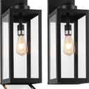 20" Large Outdoor Wall Lights with Closed Bottom - Black Outdoor Light Fixture Porch Lantern Wall Mounted, Waterproof Modern Exterior Wall Sconce Coach Lamp with Tempered Glass for House, E26, 2 Packs, 2 Packs-20IN