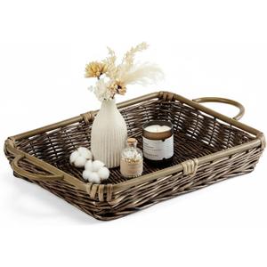 LemonRoad Wicker Casserole Basket 3-Quart Woven Basket Carrier Decorative Container Serving Trays for Aluminum Foil Pan Bakeware Casserole Dish Baking Tins - Heat-Resistant Handle for Safe Transport